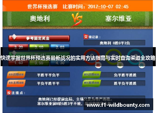 快速掌握世界杯预选赛最新战况的实用方法指南与实时查询渠道全攻略 快速掌握世界杯预选赛最新战况的实用方法指南与实时查询渠道全攻略